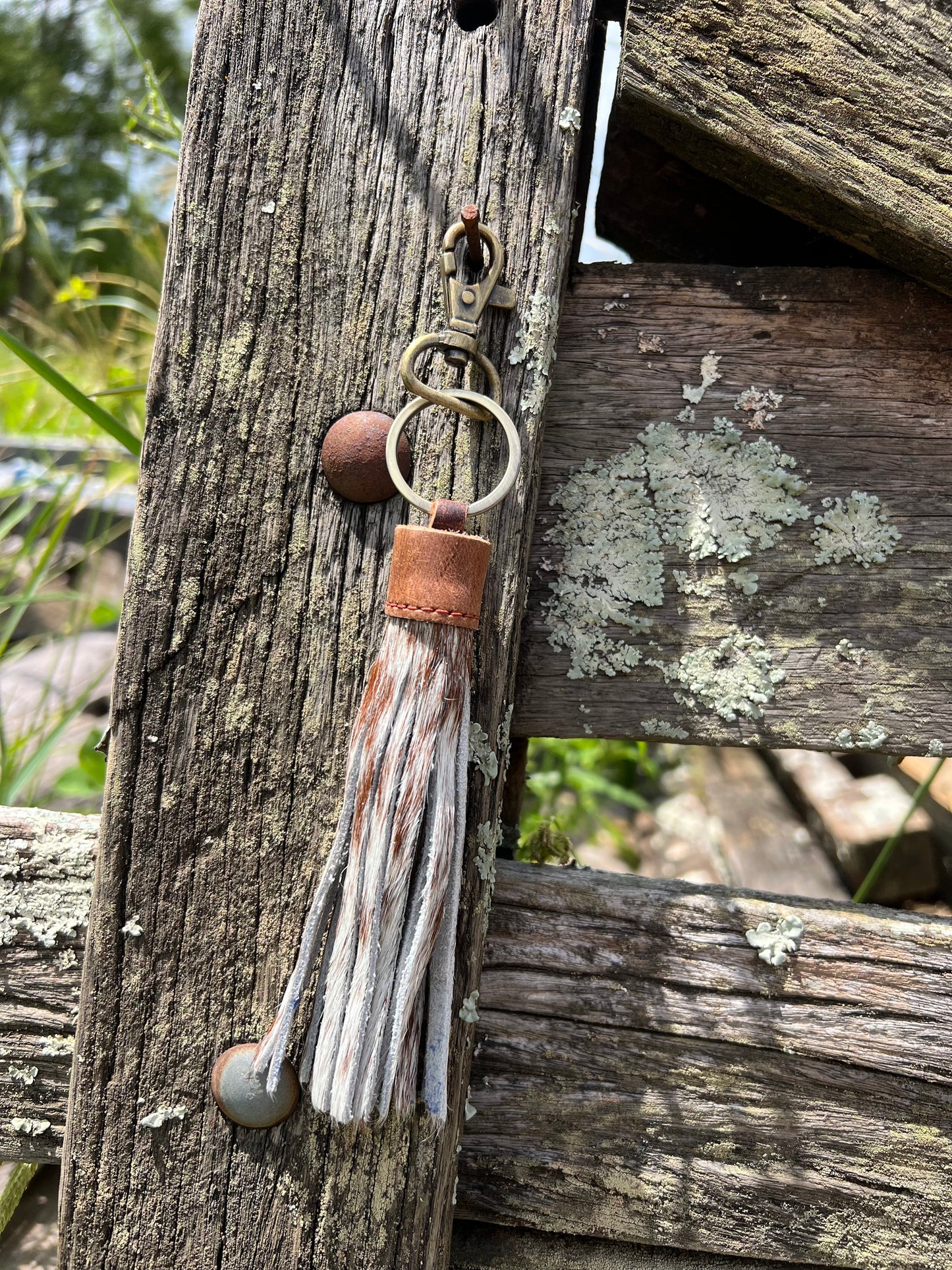 Cowhide Tassel Keyring