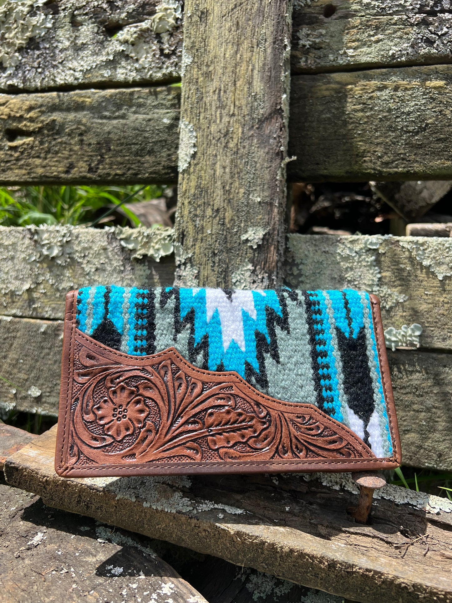 Indi Tooled Leather Saddle Blanket Slim Wallet