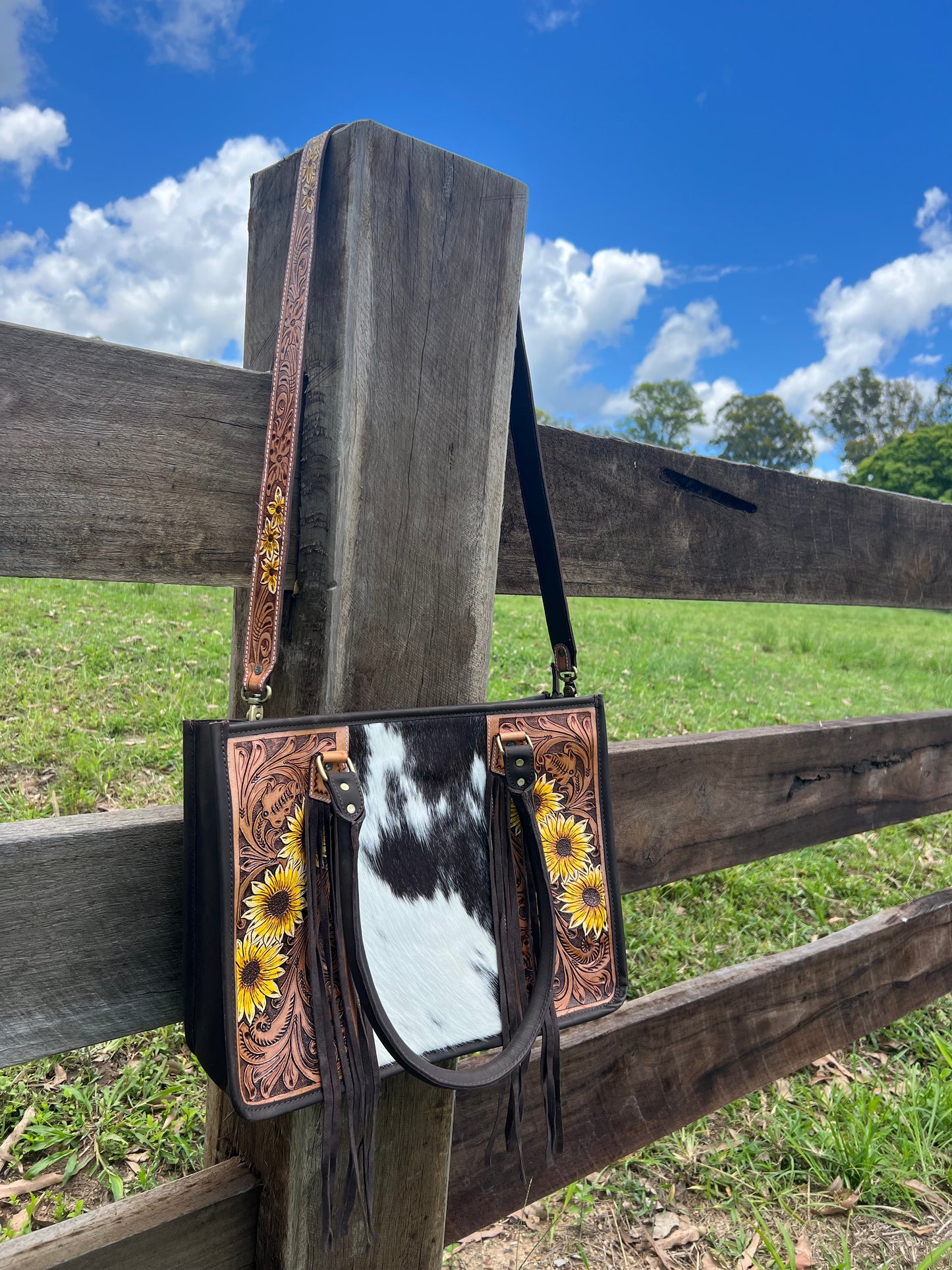 Cowhide Sunflower Large Bag