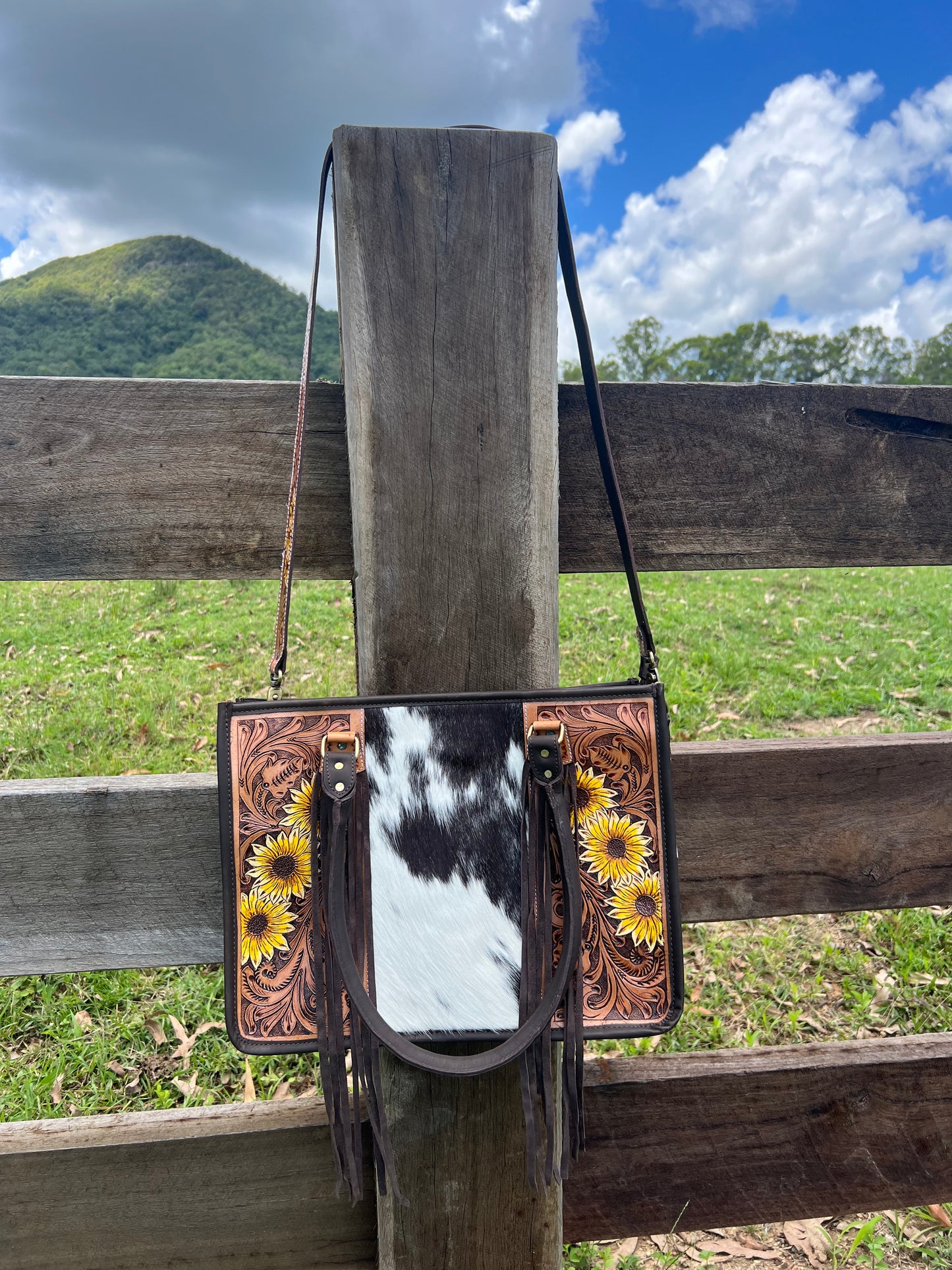 Cowhide Sunflower Large Bag