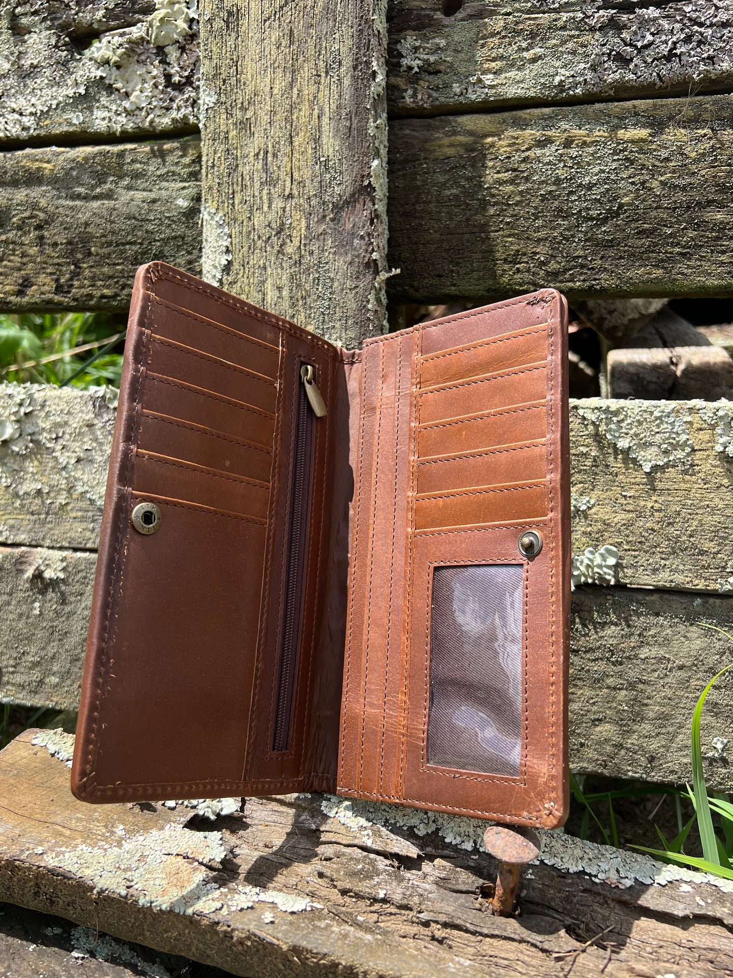 Indi Tooled Leather Saddle Blanket Slim Wallet
