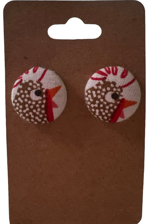 Fabric covered button Earrings