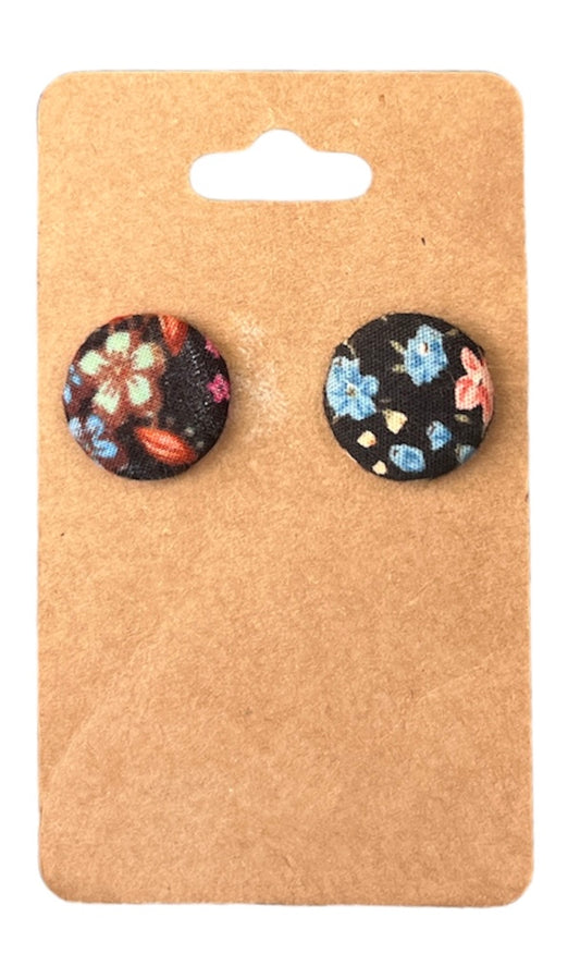 Fabric covered button Earrings