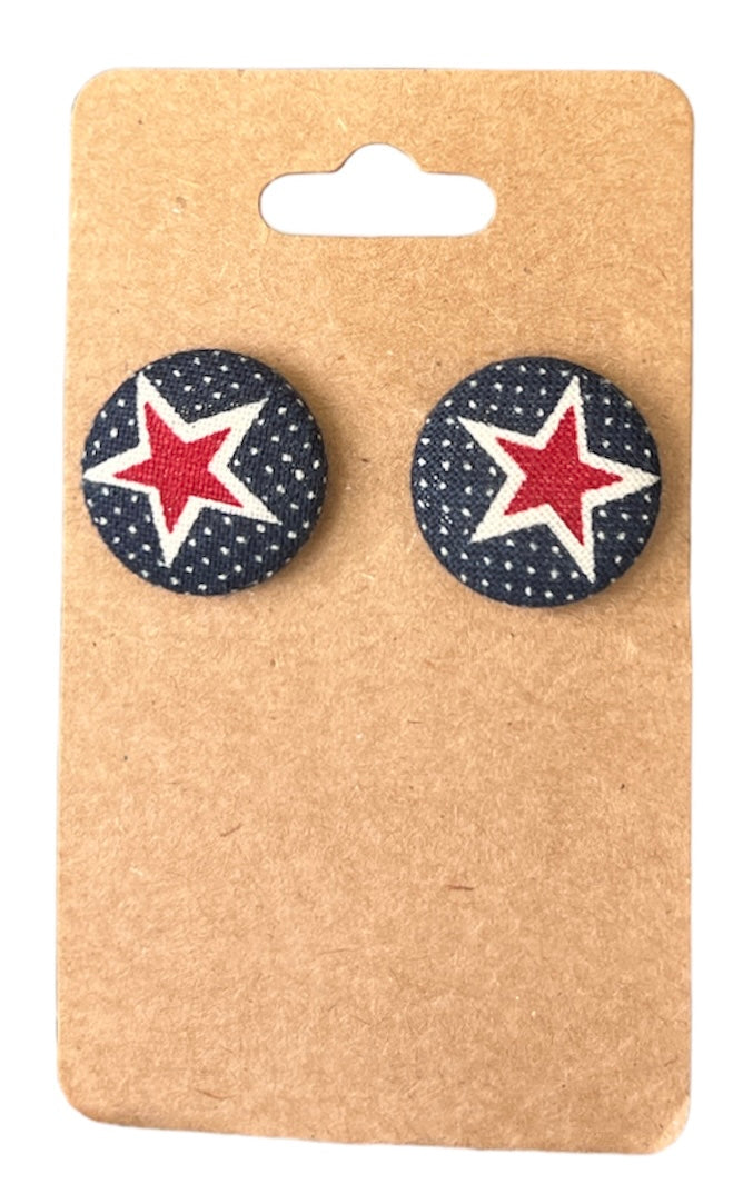 Fabric covered Button Earrings