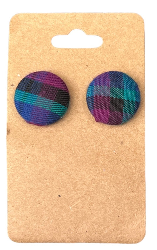 Fabric covered button Earrings