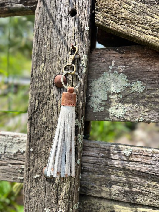 Cowhide Tassel Keyring 003